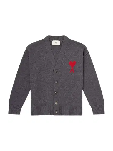 AMI PARIS Logo-Intarsia Merino Wool Cardigan - Men | Thumbnail 1 AMI PARIS Logo-Intarsia Merino Wool Cardigan - Men | Thumbnail 1