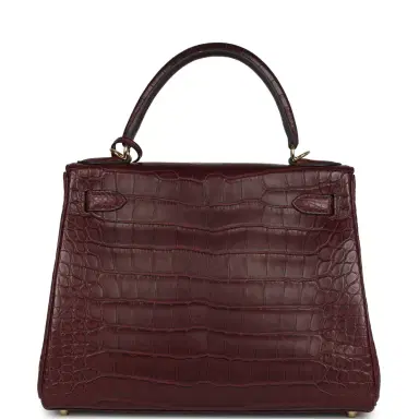 HERMÈS Hermes Kelly Retourne 28 Bordeaux Matte Alligator Gold Hardware | Thumbnail 4 HERMÈS Hermes Kelly Retourne 28 Bordeaux Matte Alligator Gold Hardware | Thumbnail 4