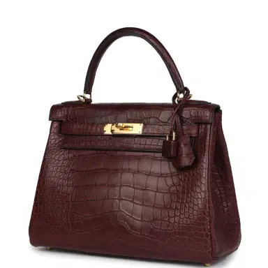 HERMÈS Hermes Kelly Retourne 28 Bordeaux Matte Alligator Gold Hardware | Thumbnail 5 HERMÈS Hermes Kelly Retourne 28 Bordeaux Matte Alligator Gold Hardware | Thumbnail 5