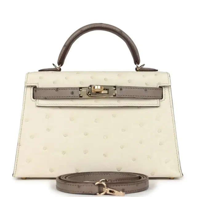 hermes Hermes Special Order (HSS) Kelly Sellier 20 Beton and Gris Tourterelle Ostrich Permabrass Hardware