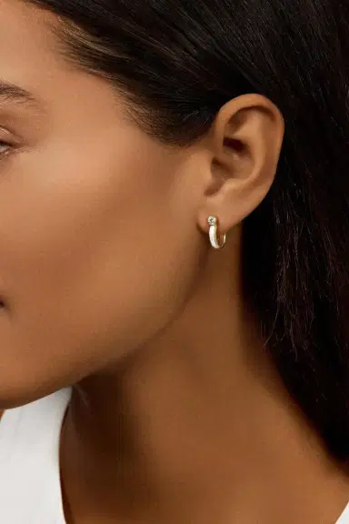 Melissa Kaye Neon Pink Small Diamond Honey Hoop Earrings | Thumbnail 2