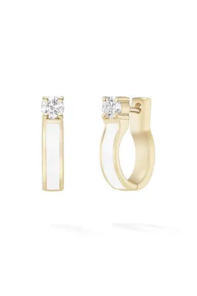 Melissa Kaye White Small Diamond Honey Hoop Earrings | Thumbnail 1