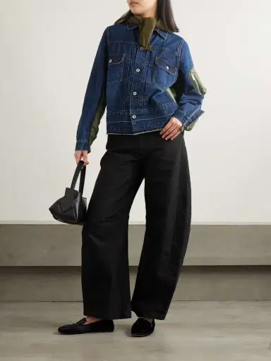 Sacai Paneled Distressed Denim And Shell Jacket | Thumbnail 2