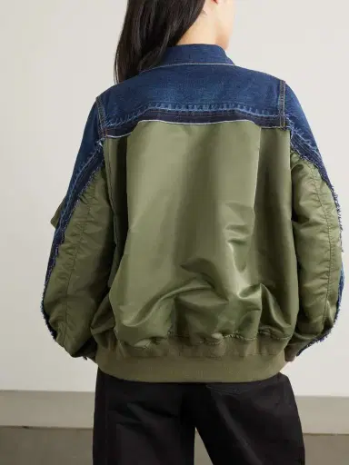 Sacai Paneled Distressed Denim And Shell Jacket | Thumbnail 4