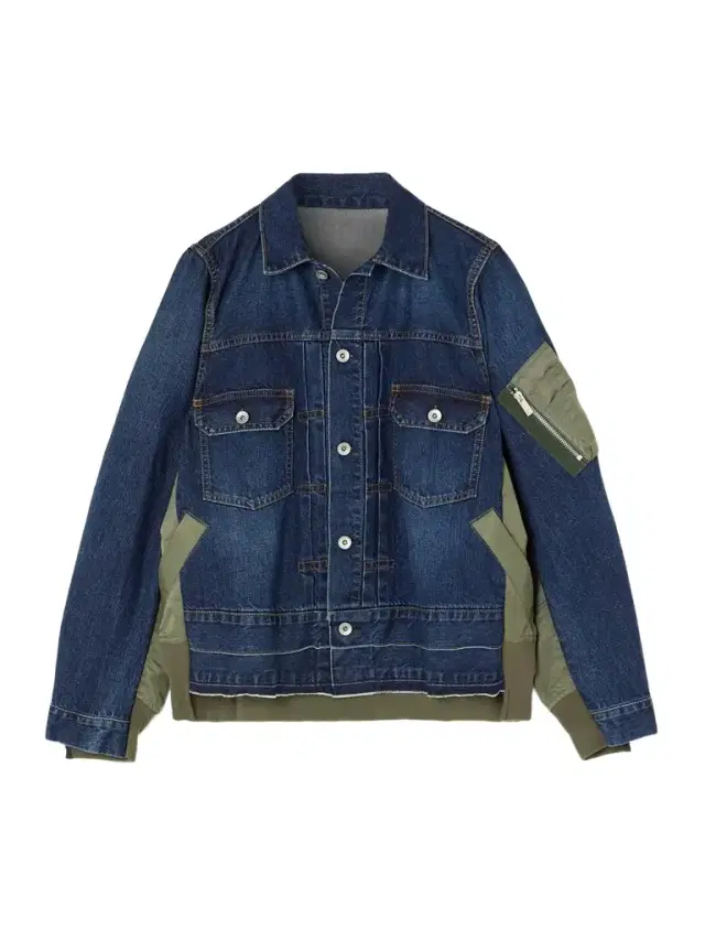 Paneled Distressed Denim And Shell Jacket