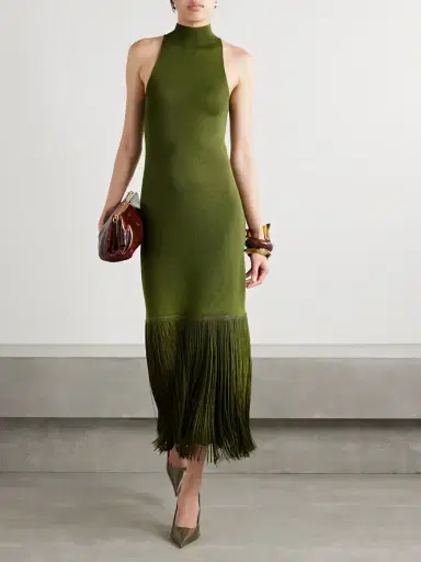 Altuzarra Cash Fringed Stretch-knit Turtleneck Midi Dress | Thumbnail 2 Altuzarra Cash Fringed Stretch-knit Turtleneck Midi Dress | Thumbnail 2