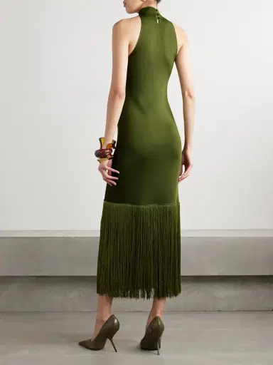 Altuzarra Cash Fringed Stretch-knit Turtleneck Midi Dress | Thumbnail 3 Altuzarra Cash Fringed Stretch-knit Turtleneck Midi Dress | Thumbnail 3