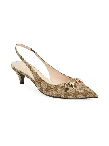 Gucci Women's Erin 45MM GG Canvas Slingback Pumps - Beige Ebony - Size 10.5 | Thumbnail 2 Gucci Women's Erin 45MM GG Canvas Slingback Pumps - Beige Ebony - Size 10.5 | Thumbnail 2