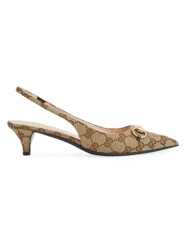 Gucci Women's Erin 45MM GG Canvas Slingback Pumps - Beige Ebony - Size 10.5 | Thumbnail 1 Gucci Women's Erin 45MM GG Canvas Slingback Pumps - Beige Ebony - Size 10.5 | Thumbnail 1