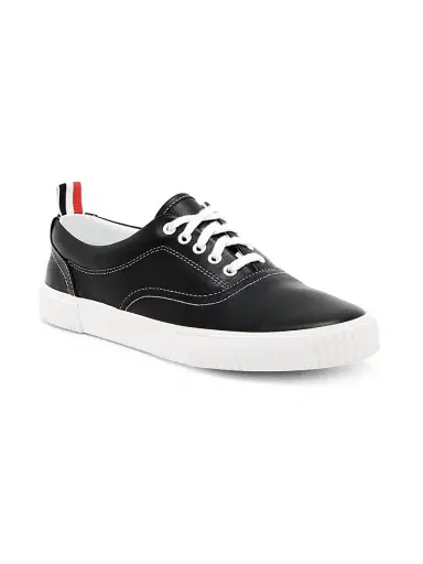 Thom Browne Men's Heritage Leather Sneakers - Black | Thumbnail 2 Thom Browne Men's Heritage Leather Sneakers - Black | Thumbnail 2