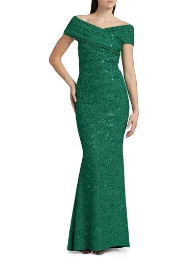Talbot Runhof Women's Sequined Metallic Jersey Gown - Billiard | Thumbnail 3 Talbot Runhof Women's Sequined Metallic Jersey Gown - Billiard | Thumbnail 3