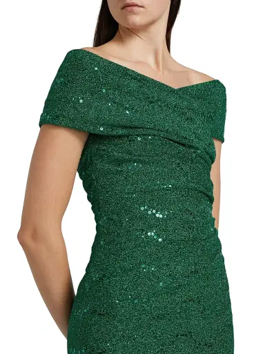 Talbot Runhof Women's Sequined Metallic Jersey Gown - Billiard | Thumbnail 6 Talbot Runhof Women's Sequined Metallic Jersey Gown - Billiard | Thumbnail 6