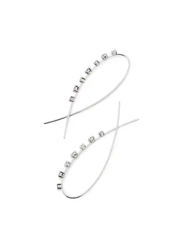 Lana Women's 14K Gold & Diamond Narrow Upside Down Hoops - White Gold | Thumbnail 3