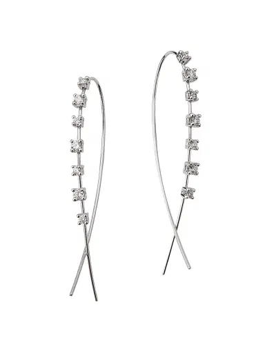 Lana Women's 14K Gold & Diamond Narrow Upside Down Hoops - White Gold | Thumbnail 1