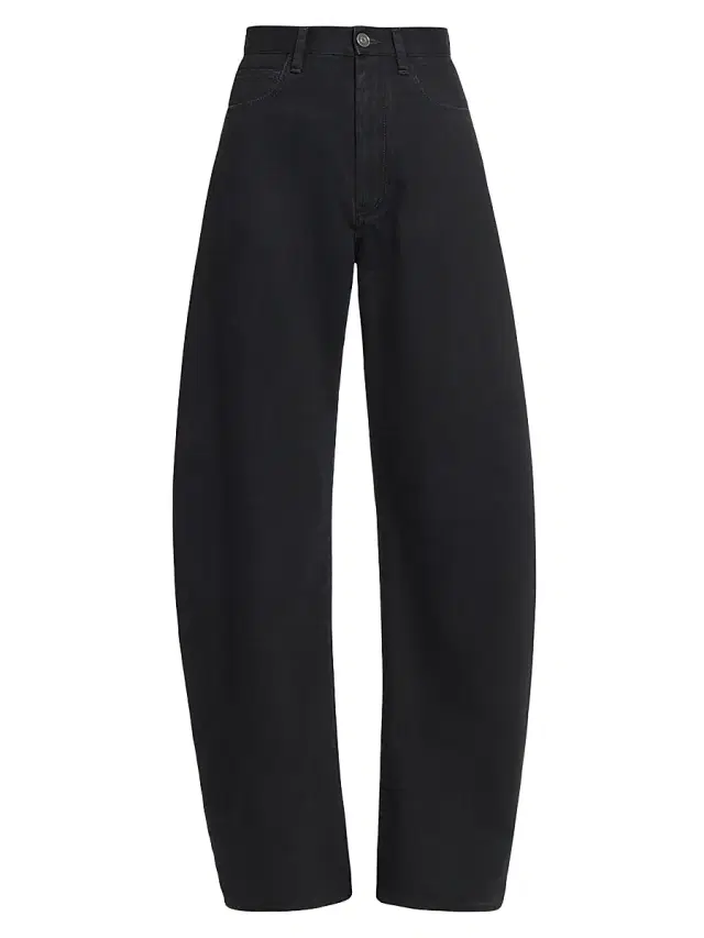 Women's Round High-Rise Denim Jeans - Noir Alaia