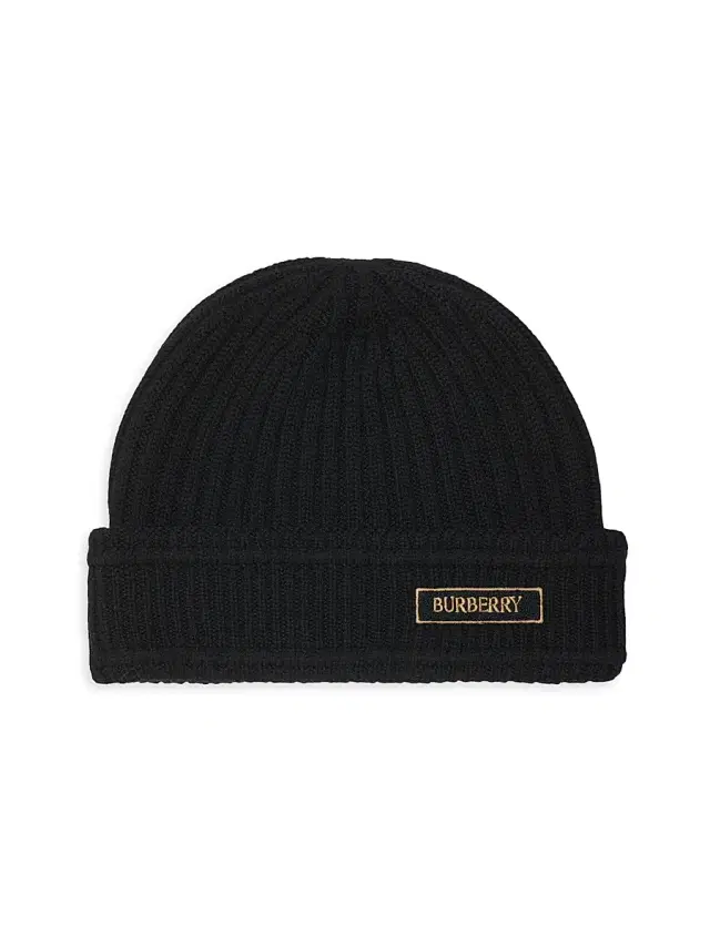 Burberry Men's Logo Wool Beanie - Black