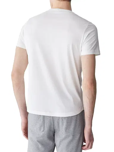 Loro Piana Men's Silk-Blend Tee - Optical White | Thumbnail 3 Loro Piana Men's Silk-Blend Tee - Optical White | Thumbnail 3