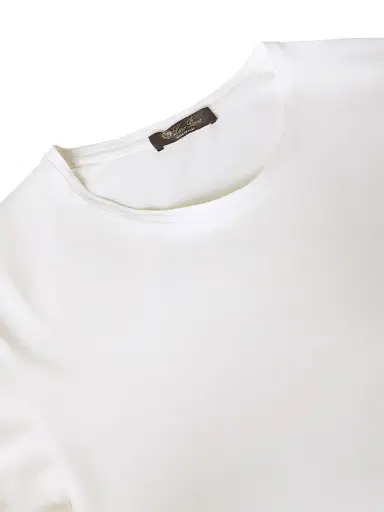 Loro Piana Men's Silk-Blend Tee - Optical White | Thumbnail 4 Loro Piana Men's Silk-Blend Tee - Optical White | Thumbnail 4