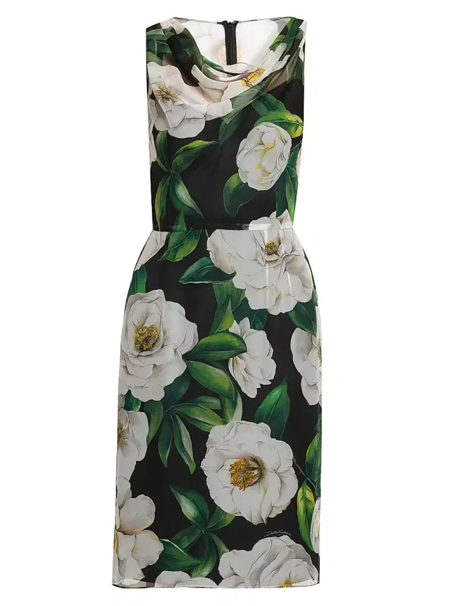 Women's Gardenia Silk Knee-Length Dress - Gardenia Nero