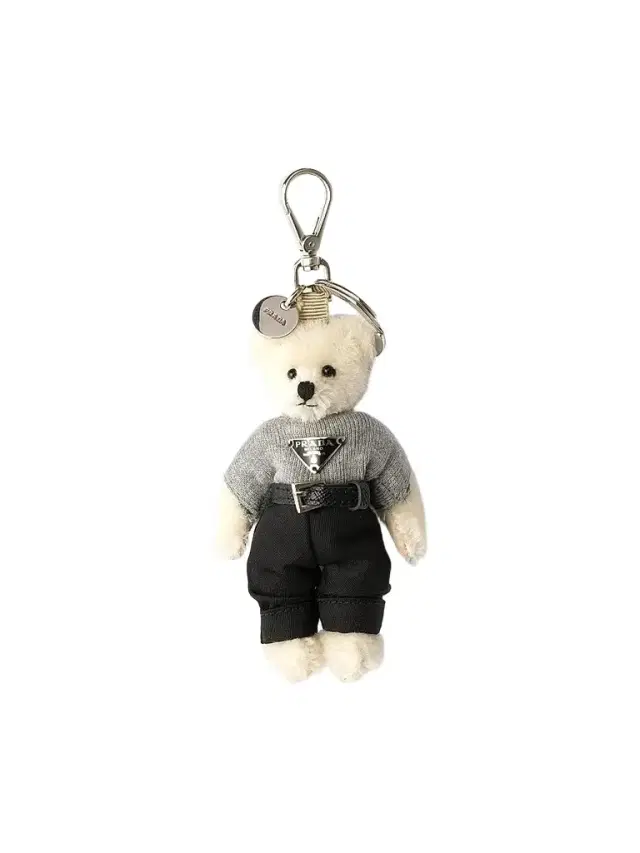 Prada Women's Teddy Bag Charm with Metal Ring - White