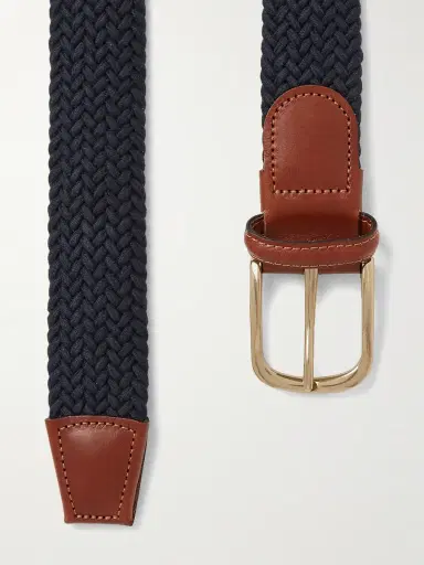 Anderson & Sheppard 3.5cm Leather-Trimmed Woven Elastic Belt - Men | Thumbnail 2 Anderson & Sheppard 3.5cm Leather-Trimmed Woven Elastic Belt - Men | Thumbnail 2