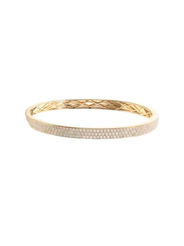 Wish Fine Jewelry 1.08ct Diamond 18K Gold Pave Bangle Bracelet