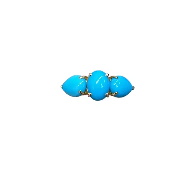 Wish Fine Jewelry 2.73ct Turquoise 18K Gold Three Stones Earcuff