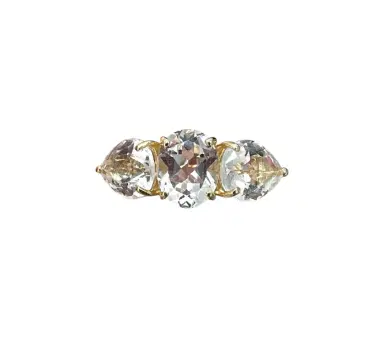 Wish Fine Jewelry 5.98ct White Topaz 18K Gold Three Stones Earcuff | Thumbnail 1