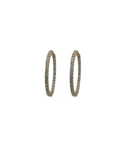 Wish Fine Jewelry 6.0ct Diamond 18K Gold Inside Outside Hoop Earrings | Thumbnail 1