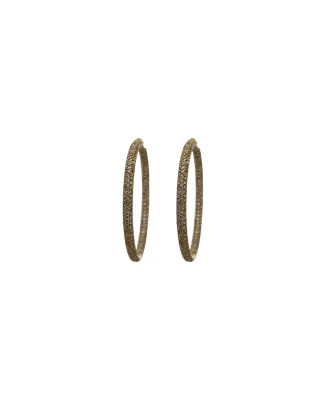 7.25ct Diamond 14K Gold Inside Outside Hoop Earrings