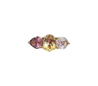 Wish Fine Jewelry Citrine Kunzite Pink Tourmaline 18K Gold Three Stones Earcuff | Thumbnail 1