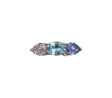 Wish Fine Jewelry Tanzanite Blue Topaz Kunzite 18K Gold Three Stones Earcuff | Thumbnail 1