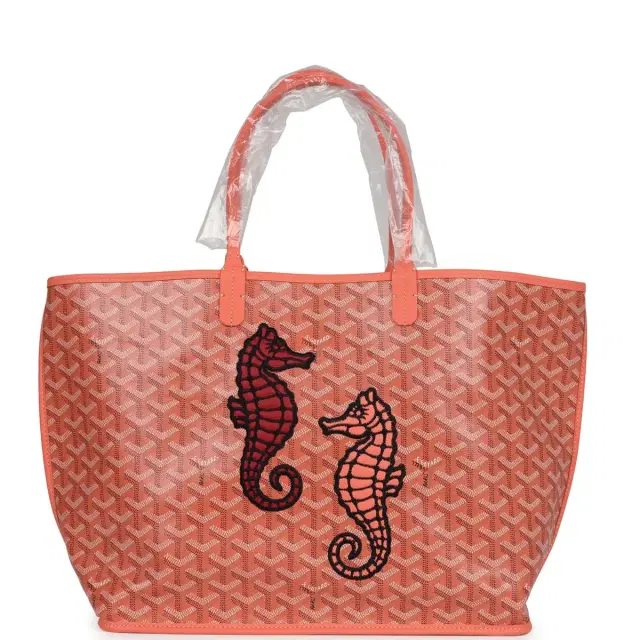 goyard Goyard Goyardine Coral Anjou PM Embroidered Seahorse Bag Palladium Hardware