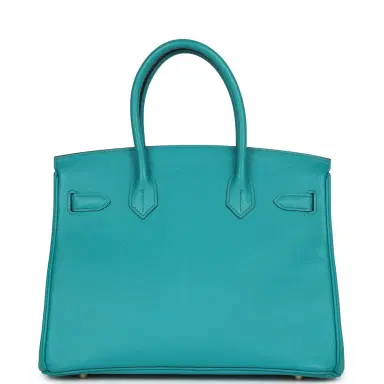 HERMÈS Pre-owned Hermes Birkin 30 Bleu Paon Epsom Gold Hardware | Thumbnail 4 HERMÈS Pre-owned Hermes Birkin 30 Bleu Paon Epsom Gold Hardware | Thumbnail 4
