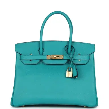 HERMÈS Pre-owned Hermes Birkin 30 Bleu Paon Epsom Gold Hardware | Thumbnail 1 HERMÈS Pre-owned Hermes Birkin 30 Bleu Paon Epsom Gold Hardware | Thumbnail 1