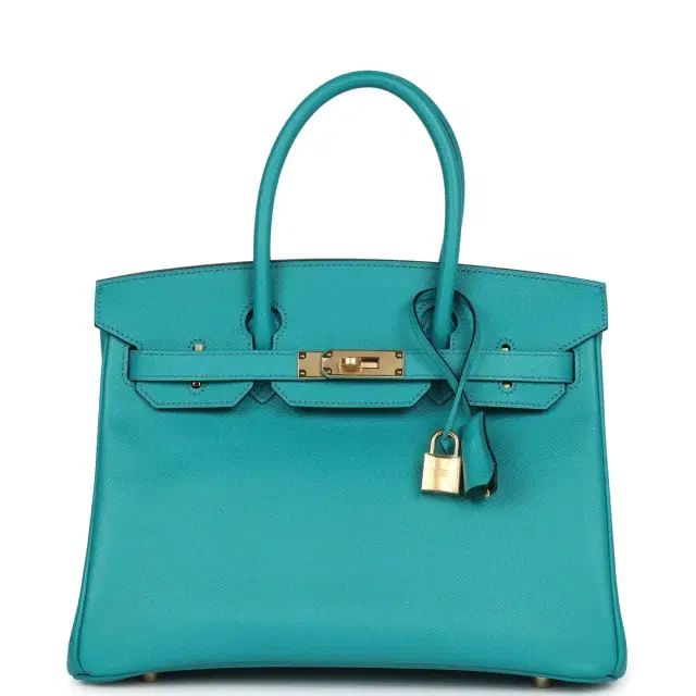 hermes Pre-owned Hermes Birkin 30 Bleu Paon Epsom Gold Hardware