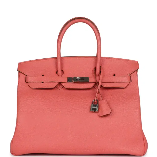 hermes Pre-owned Hermes Birkin 35 Flamingo Epsom Palladium Hardware
