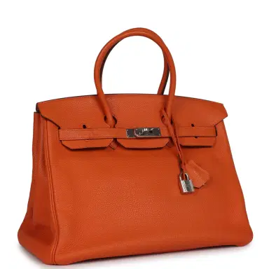 HERMÈS Pre-owned Hermes Birkin 35 Orange Togo Palladium Hardware | Thumbnail 2