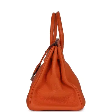 HERMÈS Pre-owned Hermes Birkin 35 Orange Togo Palladium Hardware | Thumbnail 4
