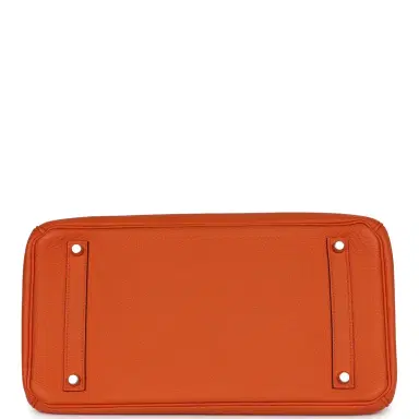 HERMÈS Pre-owned Hermes Birkin 35 Orange Togo Palladium Hardware | Thumbnail 6