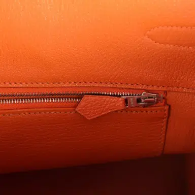 HERMÈS Pre-owned Hermes Birkin 35 Orange Togo Palladium Hardware | Thumbnail 9