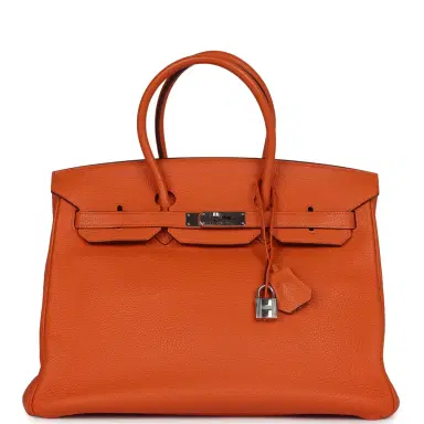 HERMÈS Pre-owned Hermes Birkin 35 Orange Togo Palladium Hardware | Thumbnail 1