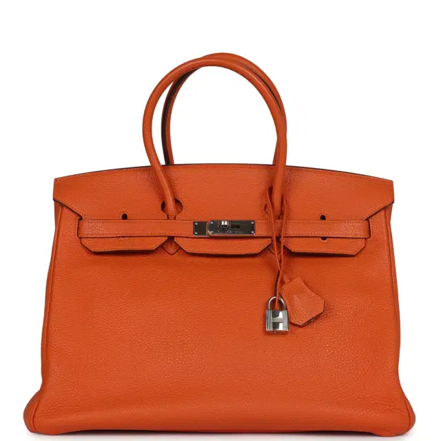 hermes Pre-owned Hermes Birkin 35 Orange Togo Palladium Hardware