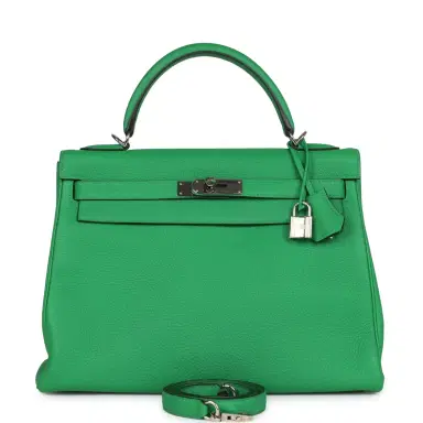 HERMÈS Pre-owned Hermes Kelly Retourne 32 Bambou Togo Palladium Hardware | Thumbnail 1 HERMÈS Pre-owned Hermes Kelly Retourne 32 Bambou Togo Palladium Hardware | Thumbnail 1