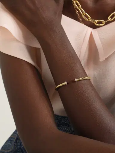 David Yurman Modern Cable 18-karat Gold, Garnet And Diamond Cuff | Thumbnail 2 David Yurman Modern Cable 18-karat Gold, Garnet And Diamond Cuff | Thumbnail 2
