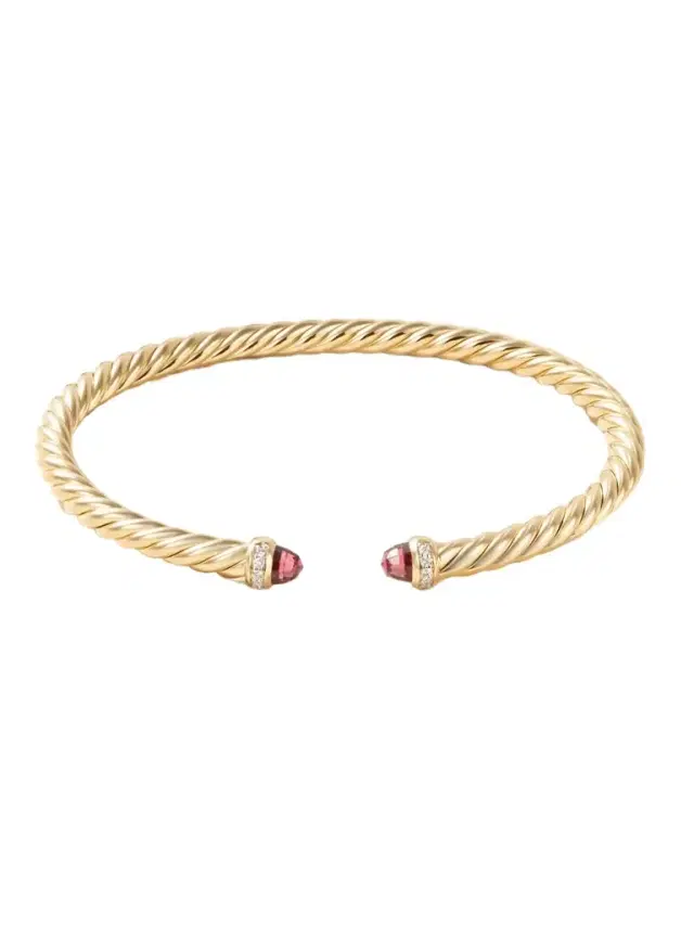 David Yurman Modern Cable 18-karat Gold, Garnet And Diamond Cuff
