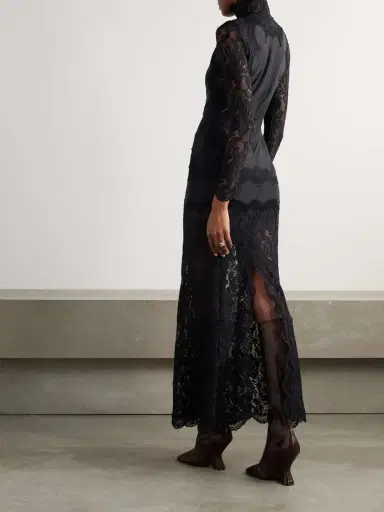 Rabanne Lace-trimmed Silk-satin Maxi Dress | Thumbnail 3 Rabanne Lace-trimmed Silk-satin Maxi Dress | Thumbnail 3