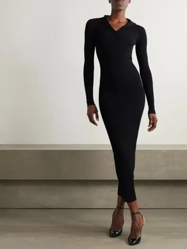 Alaïa Hooded Ribbed-knit Midi Dress | Thumbnail 2