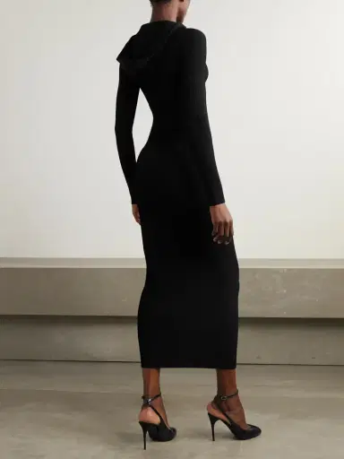 Alaïa Hooded Ribbed-knit Midi Dress | Thumbnail 3