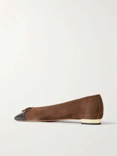 Aquazzura Gioia Bow-detailed Leather-trimmed Suede Ballet Flats | Thumbnail 3 Aquazzura Gioia Bow-detailed Leather-trimmed Suede Ballet Flats | Thumbnail 3